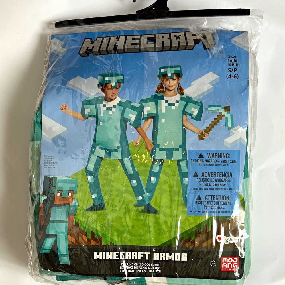 Disguise Minecraft Armor Deluxe Child Costume Complete Outfit Green Size S/P 4-6